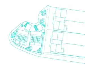 Plan view, sketch, solar panles , 1 allocated parking space and on closed parking area, open gardens and short fences