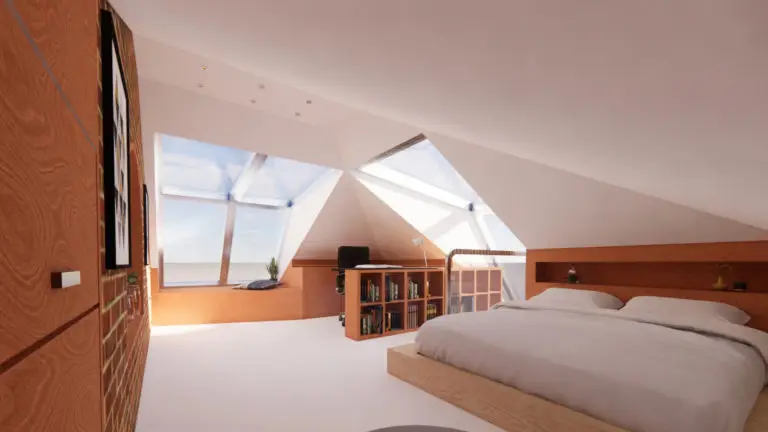 Natural light, velux type dormer windows, bedroom and office loft