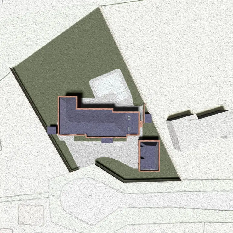 Plan drawing, painting effect, CGI, Residential development Virginia water, Wentworth Estate, Surrey